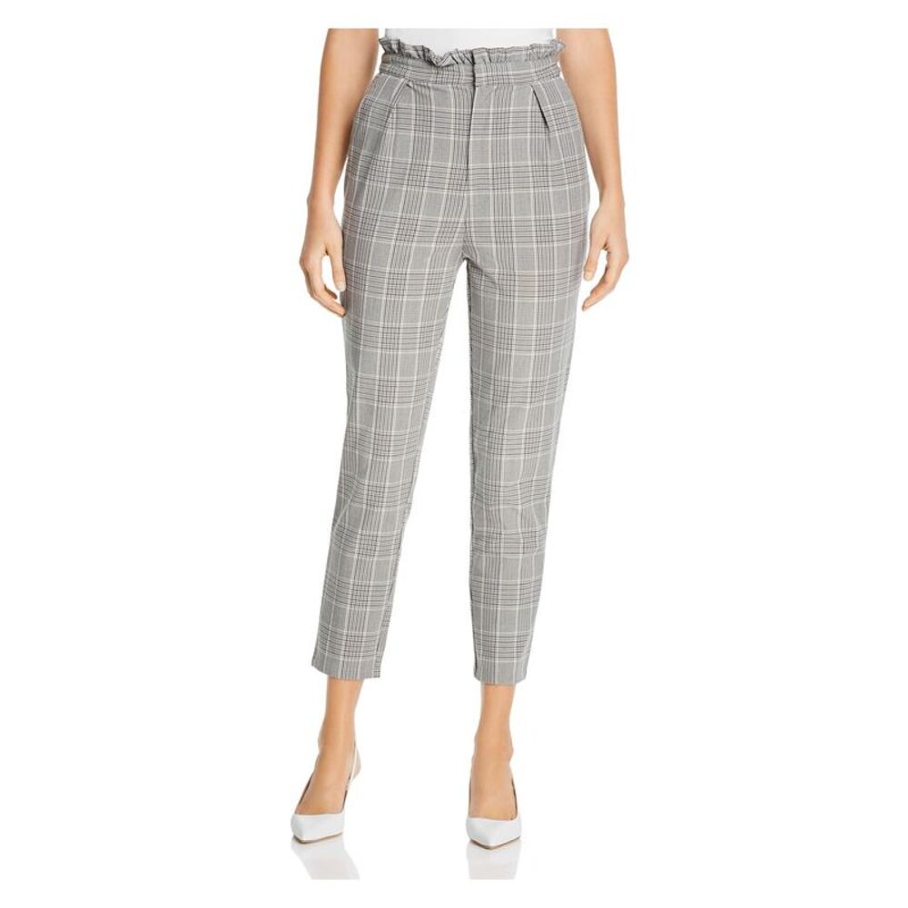 CUPCAKES AND CASHMERE Womens Gray Paperbag Plaid Wear To Work High Waist Pants 2